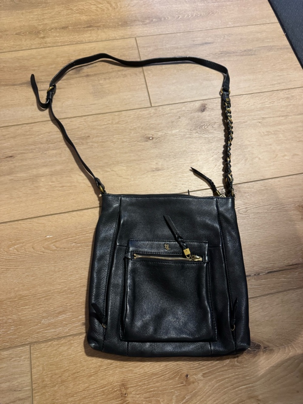 Elliott Lucca Gwen Crossbody Genuine Leather Handbag Purse Black